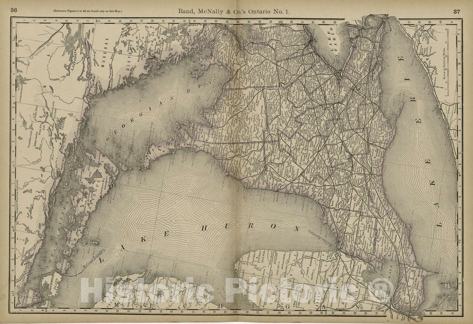 Historic 1878 Map - Rand McNally & Co's Business Atlas - Rand, McNally & Co.'s Ontario No. 1 -