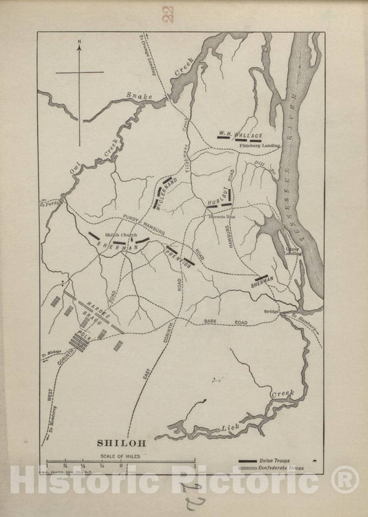 Historic 1914 Map - Campaigns of The American Civil War-Atlas - Shiloh - American Civil War Atlas