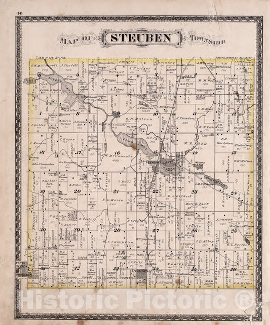 Historic 1880 Map - Atlas of Steuben Co, Indiana - Steuben Township - Illustrated Historical Atlas of Steuben County, Indiana
