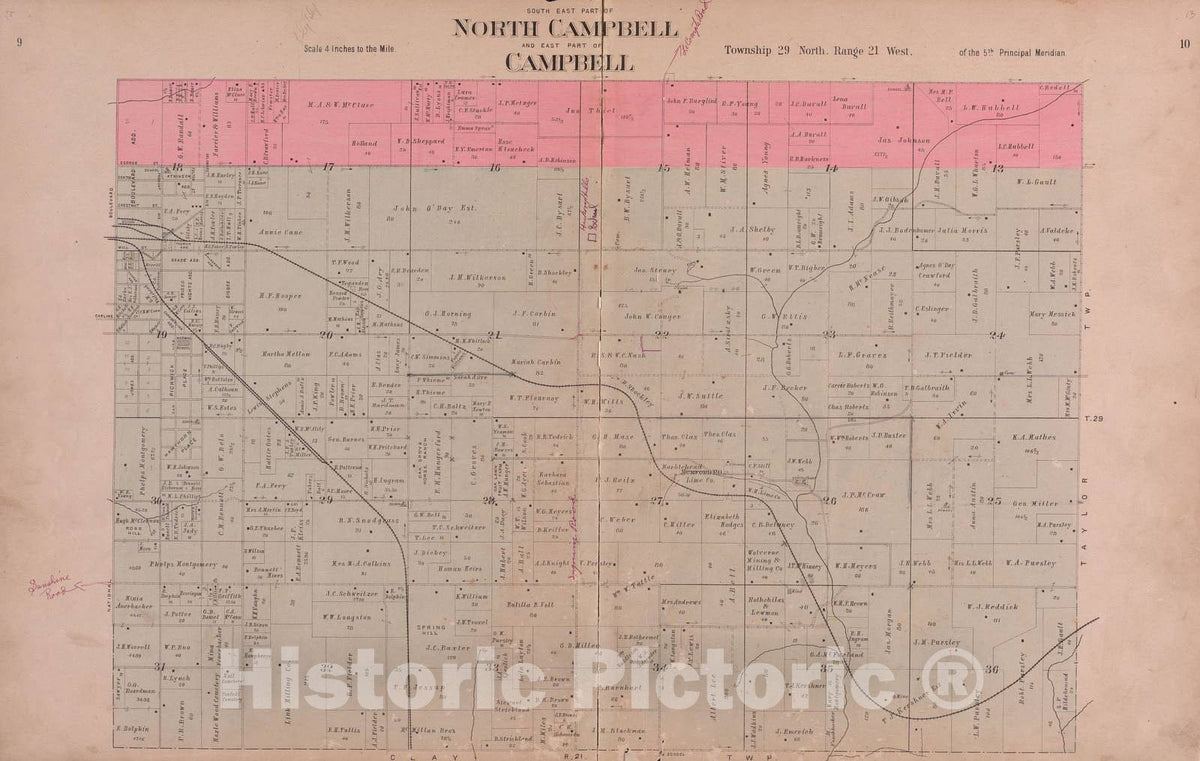 Historic 1904 Map - Plat Book of Greene County, Missouri - North Campbell & Campbell