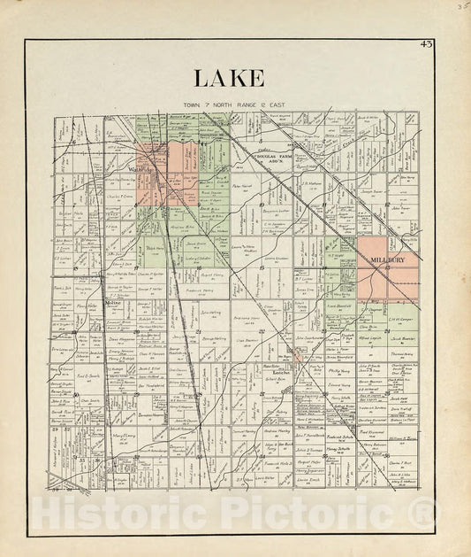 Historic 1912 Map - an Atlas of Wood County, Ohio - Lake