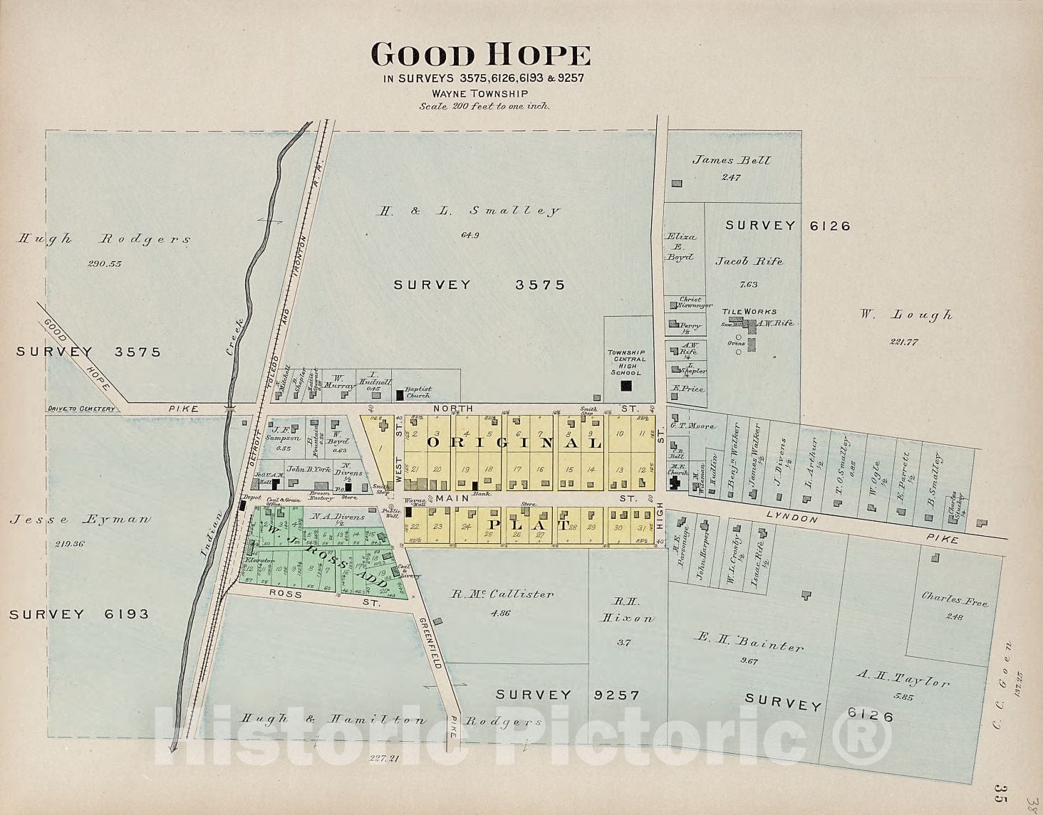 Historic 1913 Map - Plat Book of Fayette County, Ohio - Good Hope