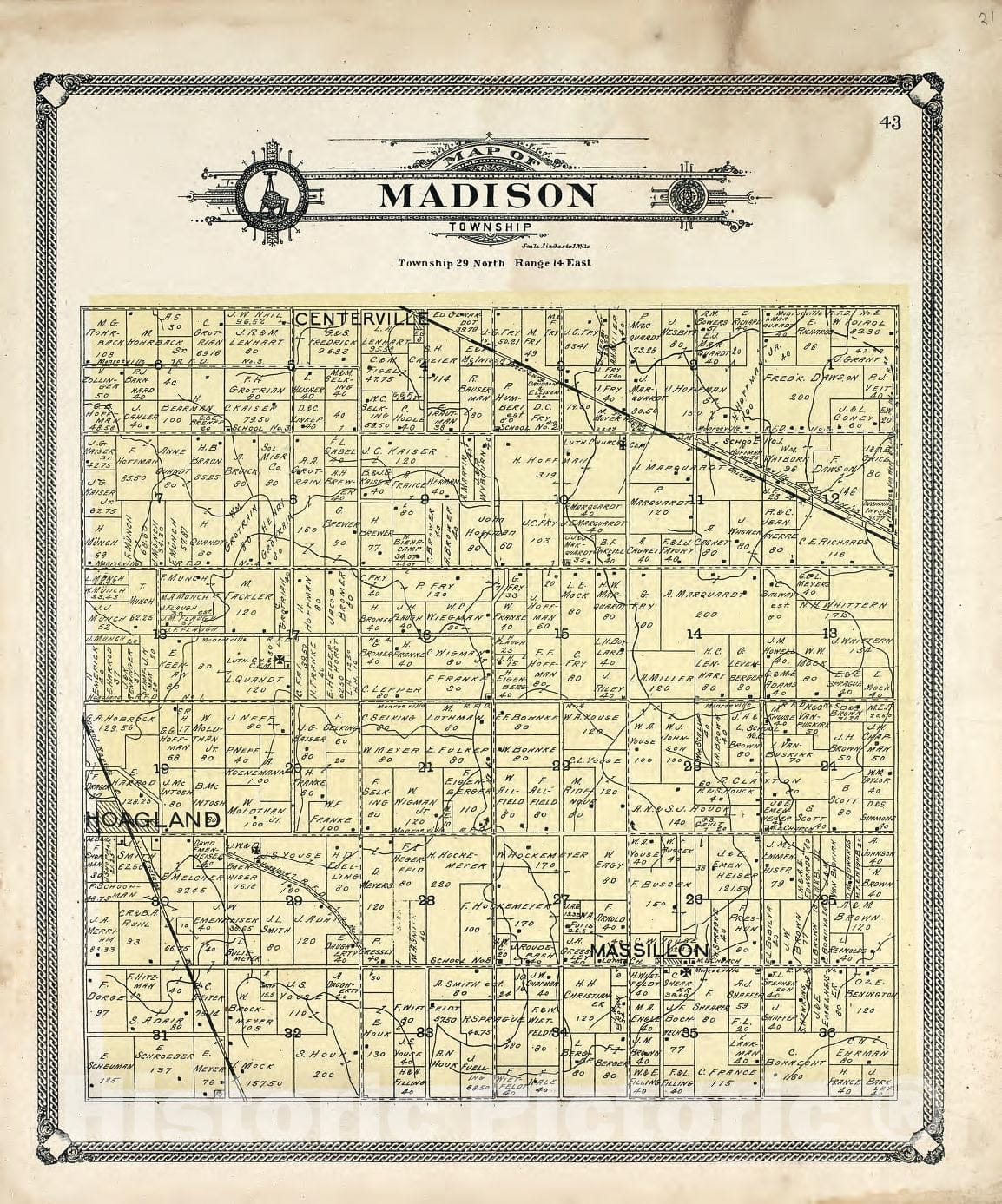 Historic 1907 Map - Plat Book of Allen County, Indiana. - Map of Madison Tonwship