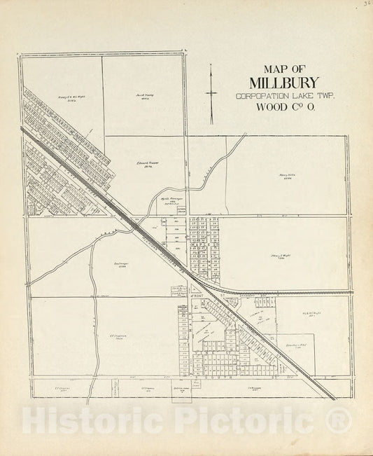 Historic 1912 Map - an Atlas of Wood County, Ohio - Map of Millbury Corporation Lake Twp. Wood Co. Ohio