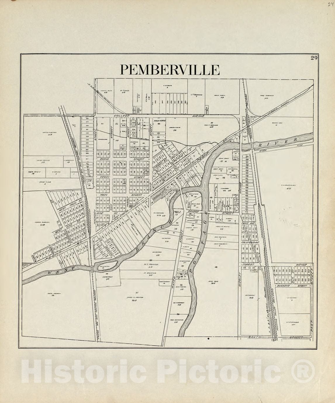 Historic 1912 Map - an Atlas of Wood County, Ohio - Pemberville