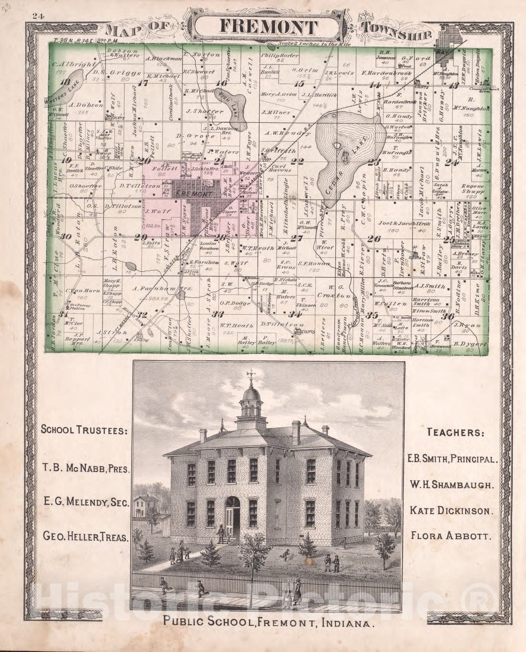 Historic 1880 Map - Atlas of Steuben Co, Indiana - Fremont Township - Illustrated Historical Atlas of Steuben County, Indiana