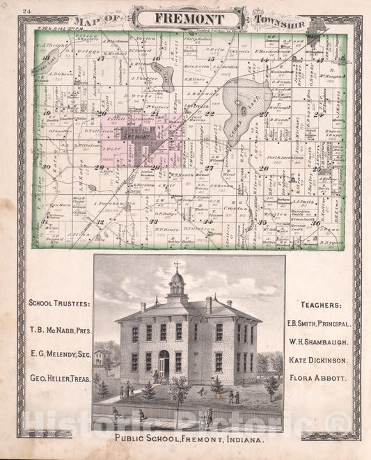 Historic 1880 Map - Atlas of Steuben Co, Indiana - Fremont Township - Illustrated Historical Atlas of Steuben County, Indiana