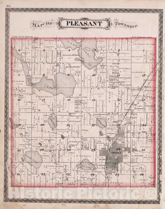 Historic 1880 Map - Atlas of Steuben Co, Indiana - Pleasant Township - Illustrated Historical Atlas of Steuben County, Indiana
