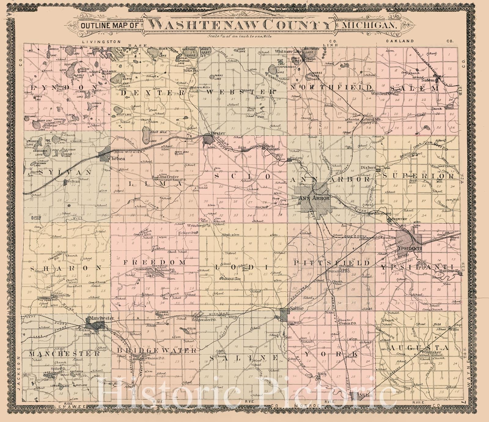 Historic 1895 Map - Standard Atlas of Washtenaw County, Michigan - Map of Ypsilanti