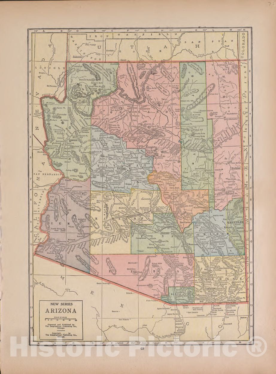 Historic 1927 Map - Atlas of Doniphan County, Kansas - Arizona - Atlas of Doniphan County and The World