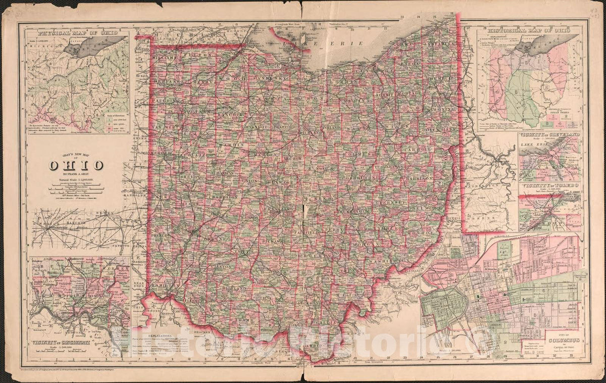 Historic 1890 Map - Atlas of Logan County, Ohio - Ohio
