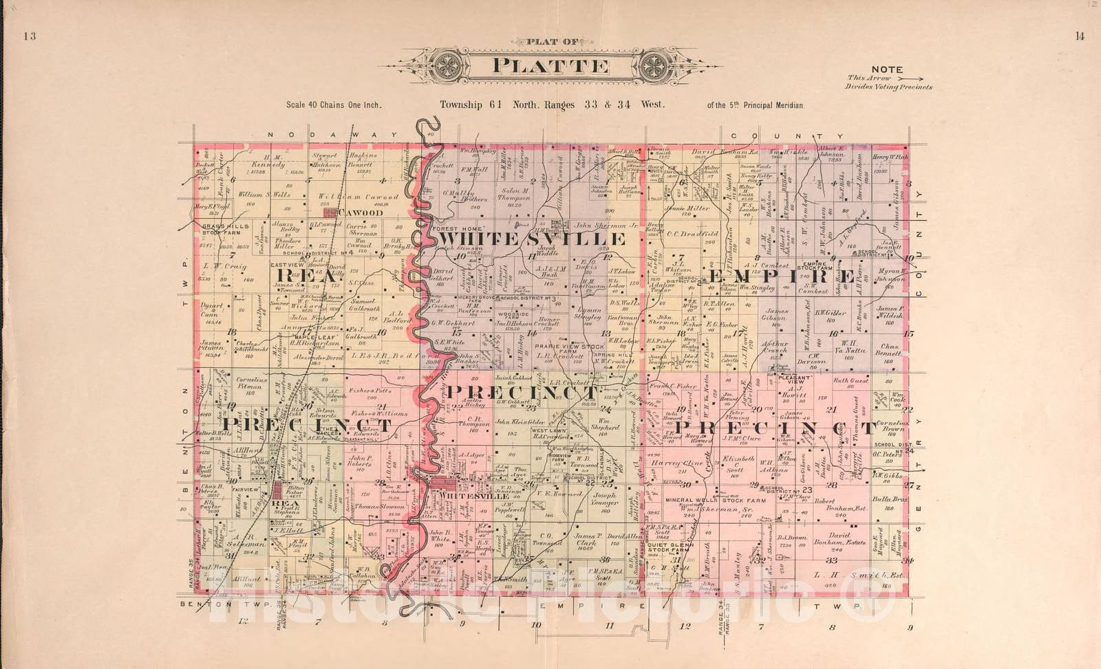 Historic 1909 Map - Plat Book of Andrew County, Missouri - Platte