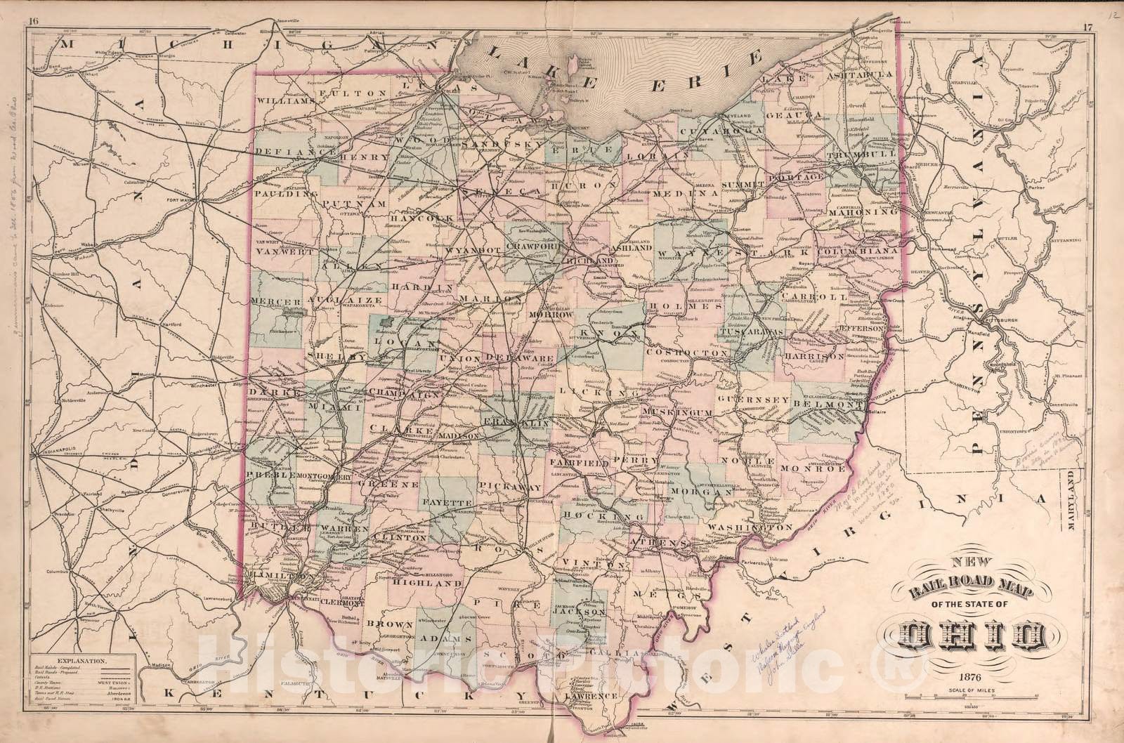 Historic 1876 Map - Illustrated Atlas of Noble County, Ohio : published from Expected surveys - Williamsburg - Centennial Atlas of Noble County, Ohio