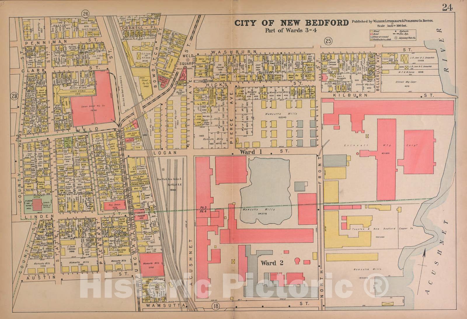 Historic 1911 Map - Atlas of The City of New Bedford, Massachusetts - City of New Bedford-Continued - Atlas of New Bedford, Massachusetts 34