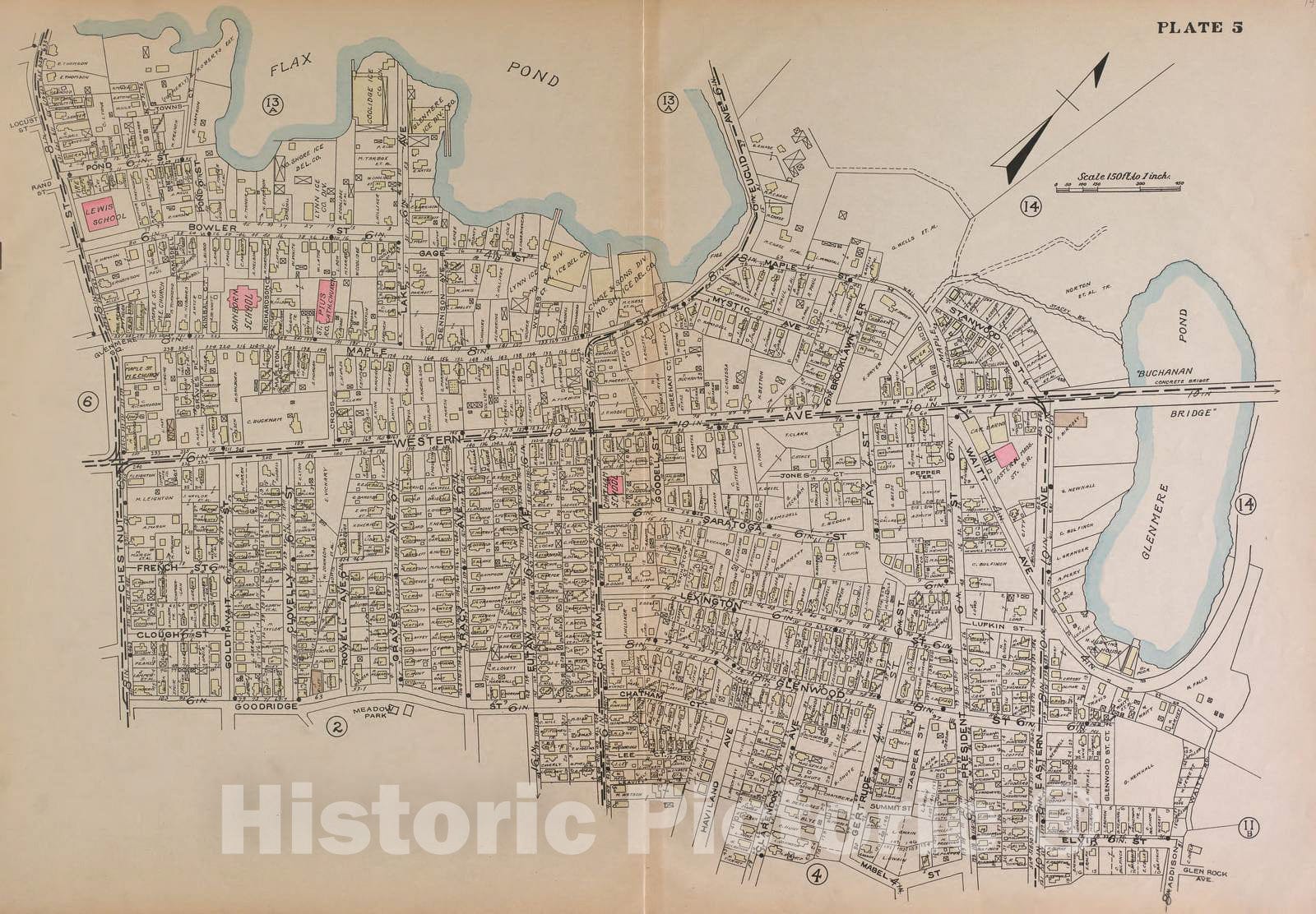 Historic 1897 Map - Atlas of The City of Lynn, Massachusetts - Lynn, Plate 5 - Lynn, 1897