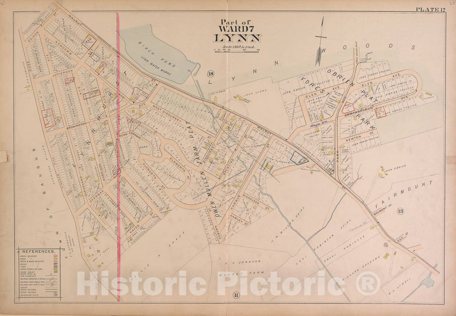 Historic 1924 Map - Richards Standard Atlas of The Massachusetts - Lynn-Plate 10 - Atlas of The City of Lynn, Swampscott, Saugus and Nahant, Mass.