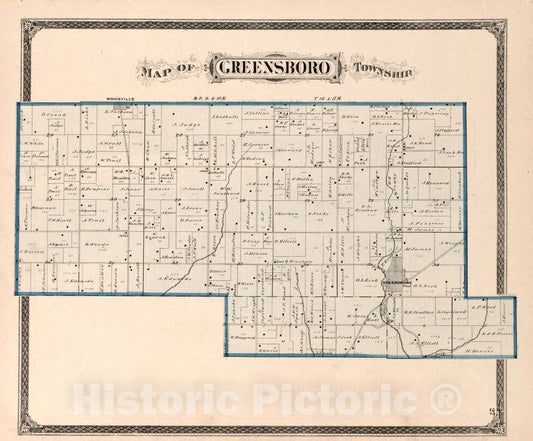 Historic 1875 Map - an Illustrated Historical Atlas of Henry Co, Indiana - Sectional Map of Henry County, Indiana - Illustrated Historical Atlas of Henry County, Indiana