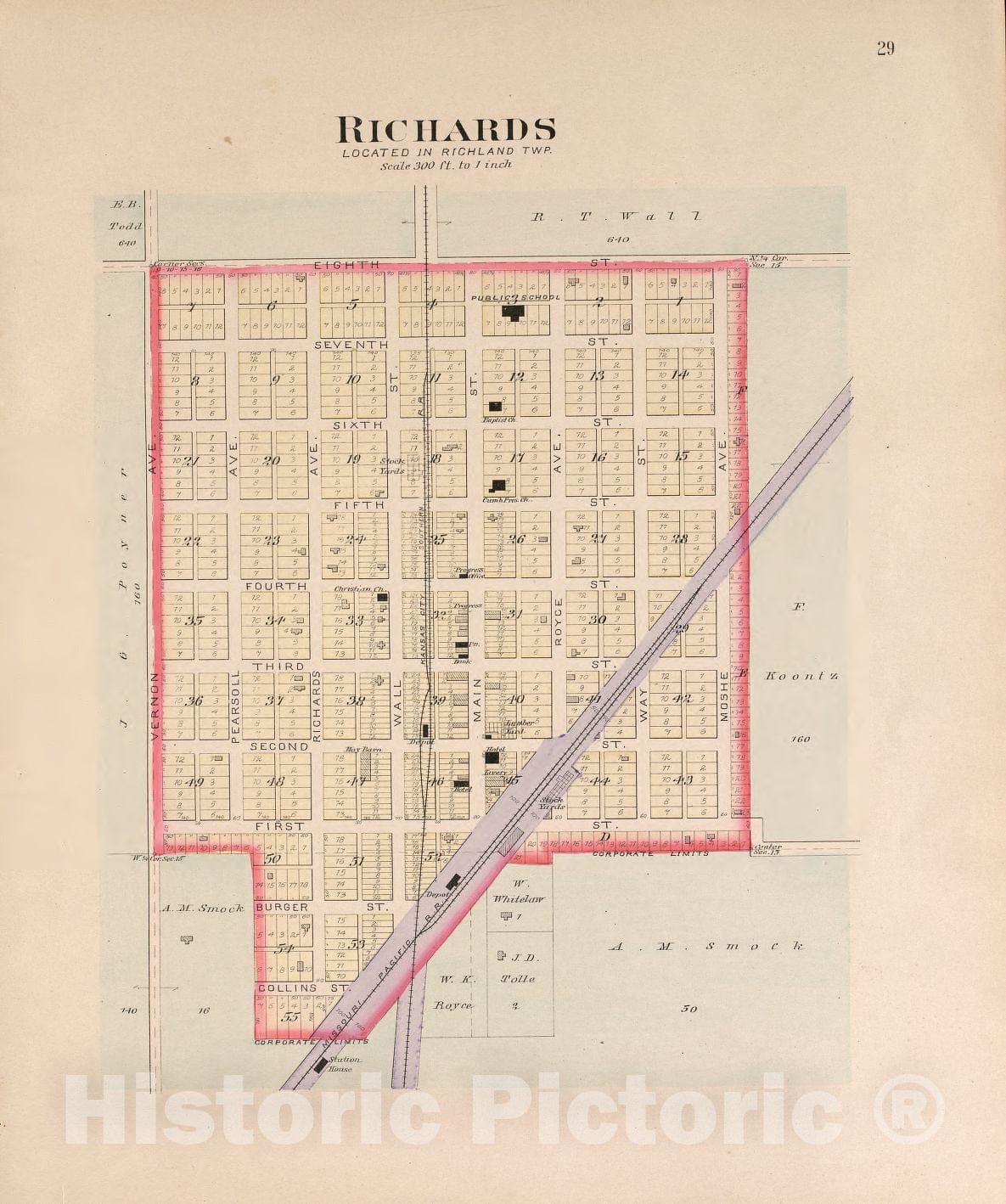 Historic 1903 Map - Plat Book of Vernon County, Missouri - Richards