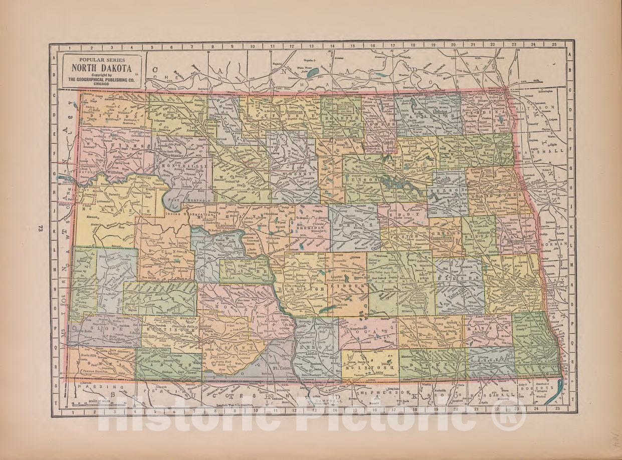 Historic 1927 Map - Atlas of Doniphan County, Kansas - North Dakota - Atlas of Doniphan County and The World