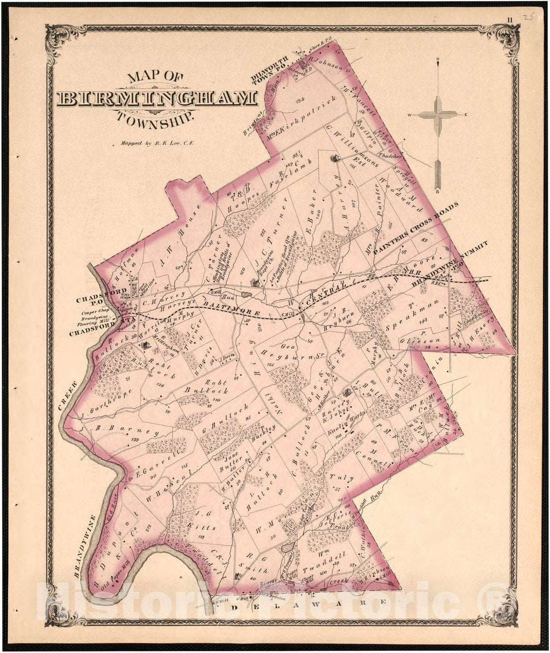 Historic 1875 Map - Combination Atlas map of Delaware County, Pennsylvania - Upper Darby Township - New Historical Atlas of Delaware Co, Pennsylvania :