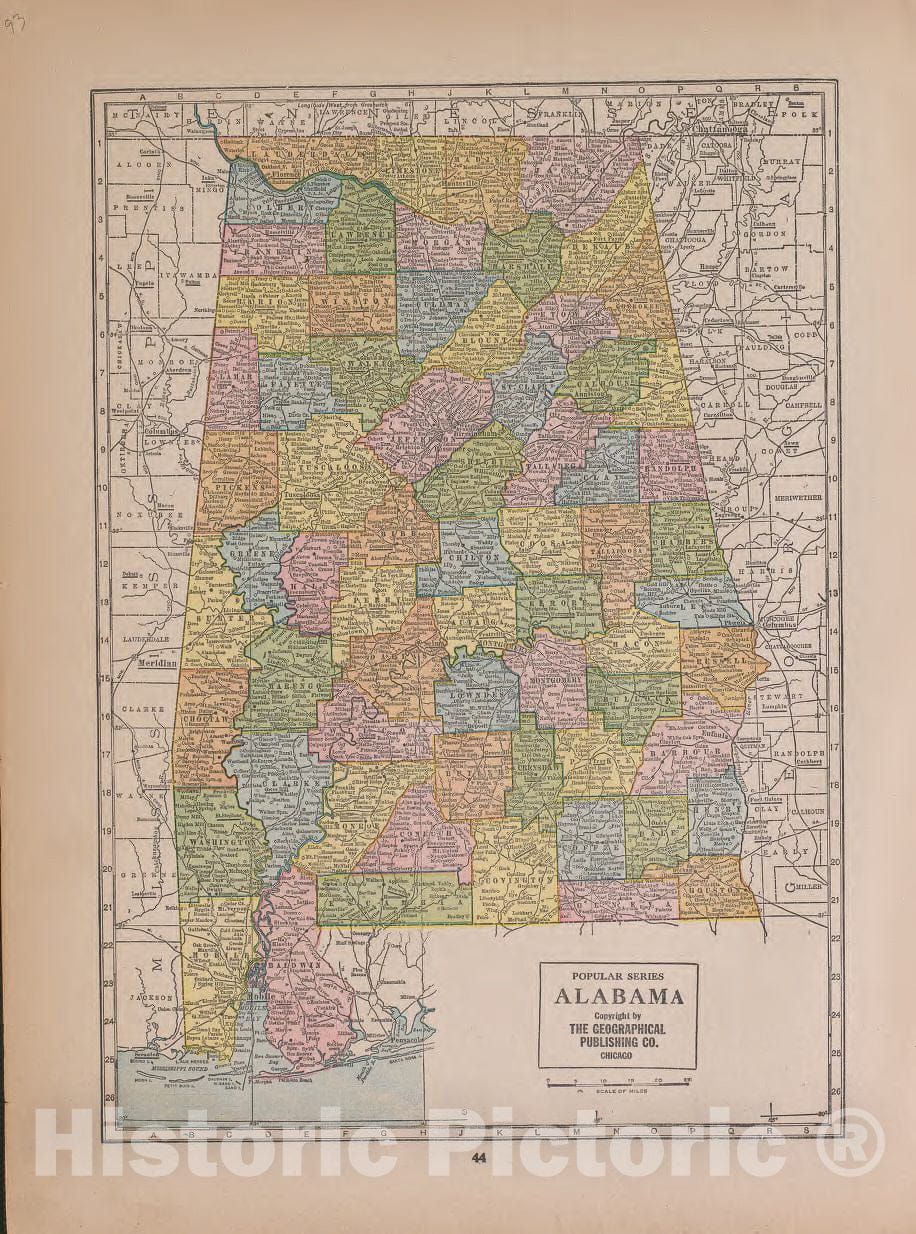 Historic 1921 Map - Atlas of Plymouth County, Iowa - Alabama - Atlas of Plymouth County and The World