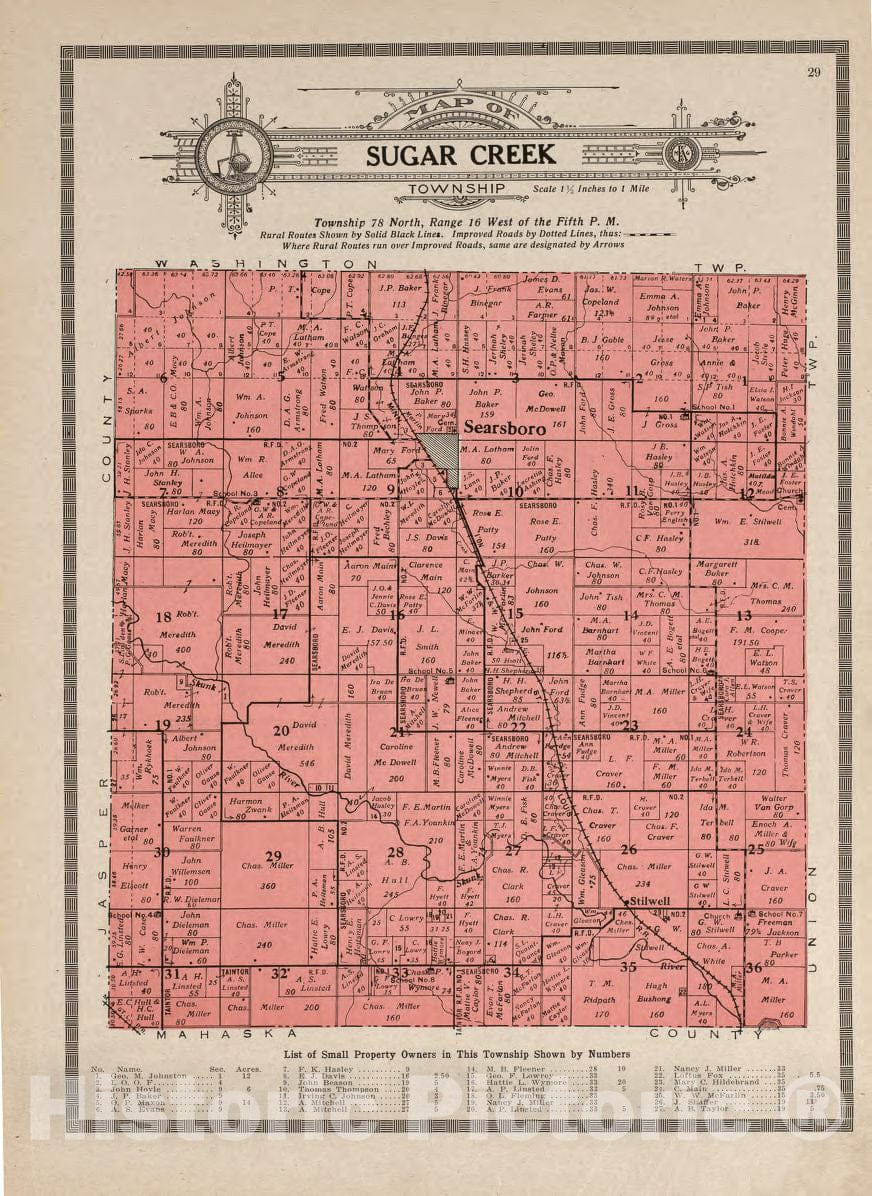 Historic 1914 Map - Atlas and plat Book of Poweshiek County, Iowa - Sugar Creek Township - Standard Atlas and Directory of Poweshiek County, Iowa