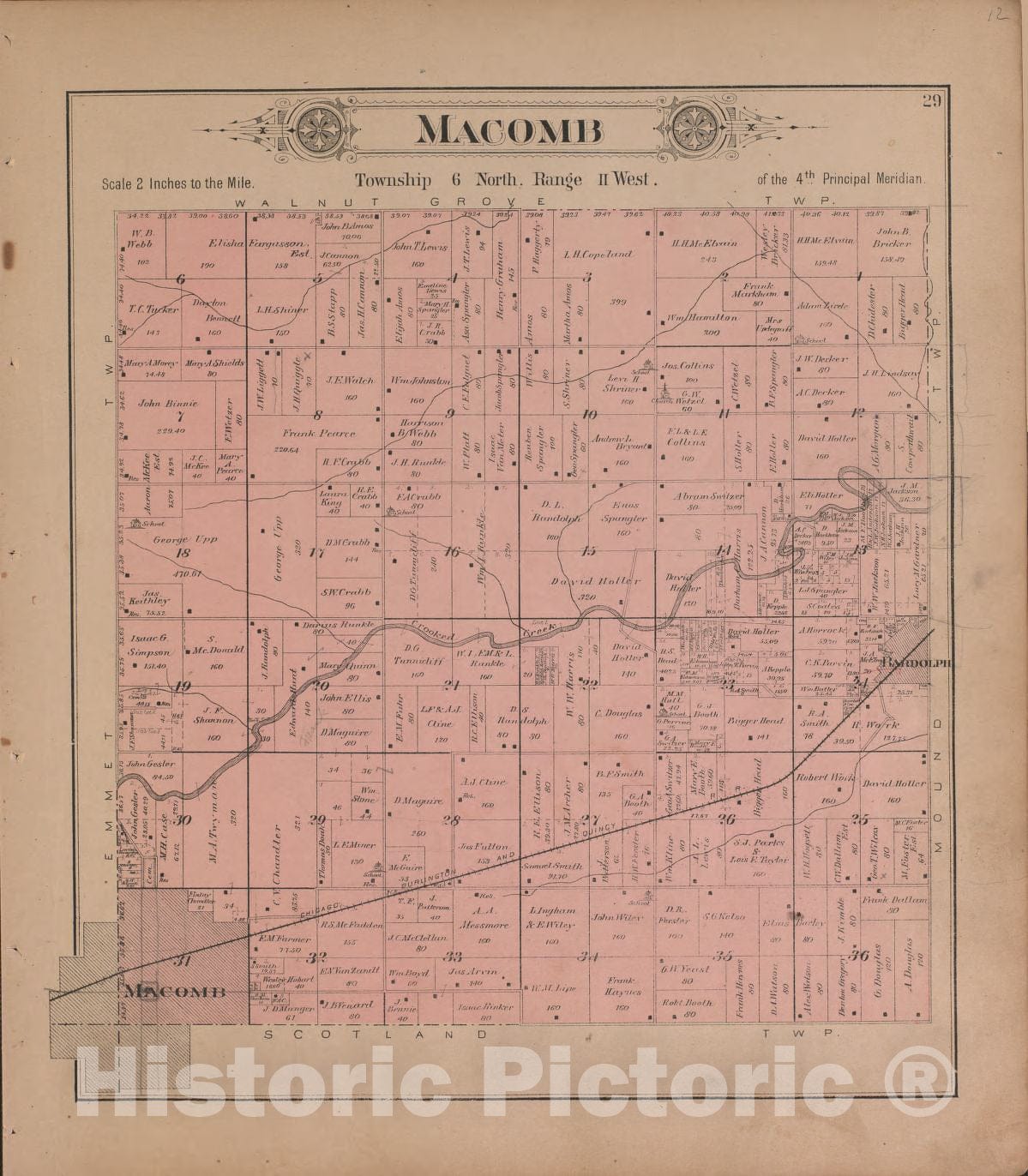Historic 1893 Map - Plat Book of McDonough County, Illinois - Macomb