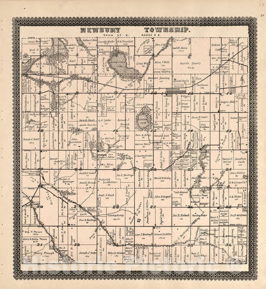 Historic 1893 Map - Illustrated Atlas and Columbian Souvenir of La Grange County, Indiana - Shipshewana, South Milford, Hawpatch