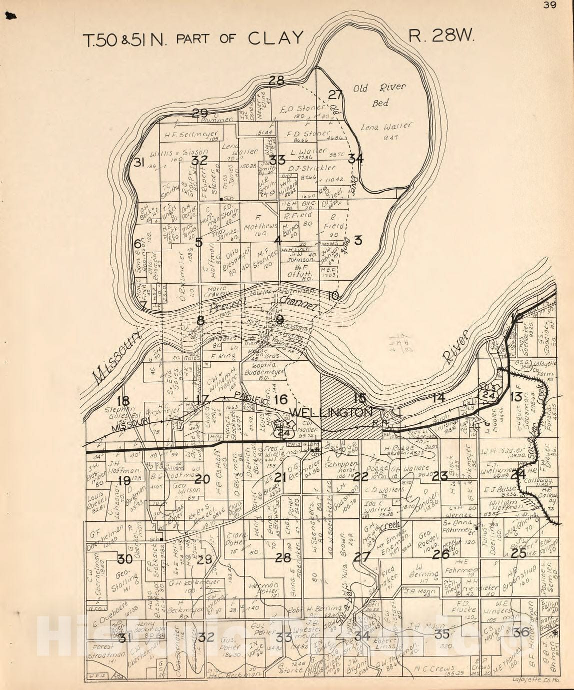 Historic 1920 Map - Atlas of Lafayette County, Missouri. - Clay 3