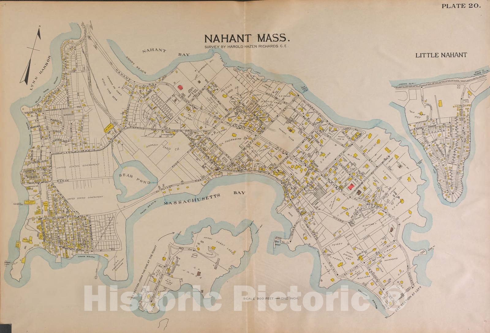 Historic 1897 Map - Atlas of The City of Lynn, Massachusetts : Including Also The Towns of Swampscott and Saugus : Based Upon, and Carefully compiled from - Saugus - Lynn, 1897