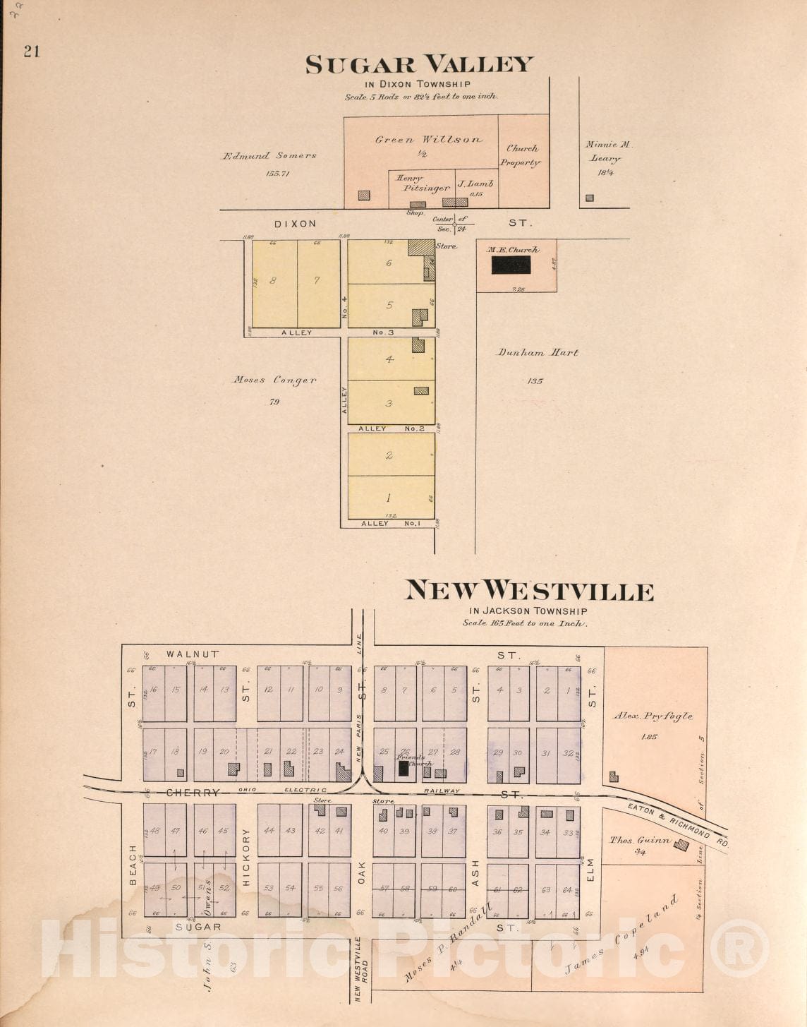 Historic 1912 Map - Plat Book of Preble County, Ohio - Sugar Valley, New Westville