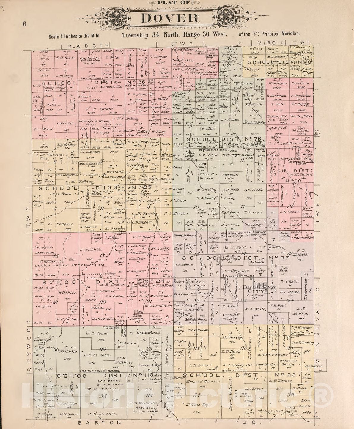 Historic 1903 Map - Plat Book of Vernon County, Missouri - Dover