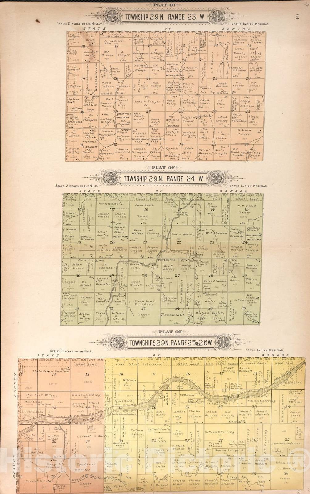 Historic 1910 Map - Plat Book of Harper County, Oklahoma - Township 29 Range 23, 24, 25, and 26 W