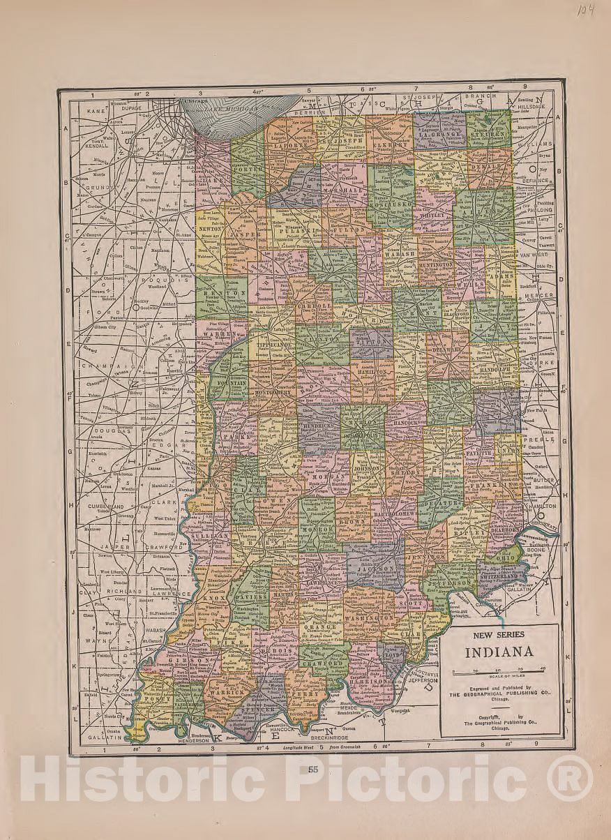 Historic 1921 Map - Atlas of Plymouth County, Iowa - Indiana - Atlas of Plymouth County and The World