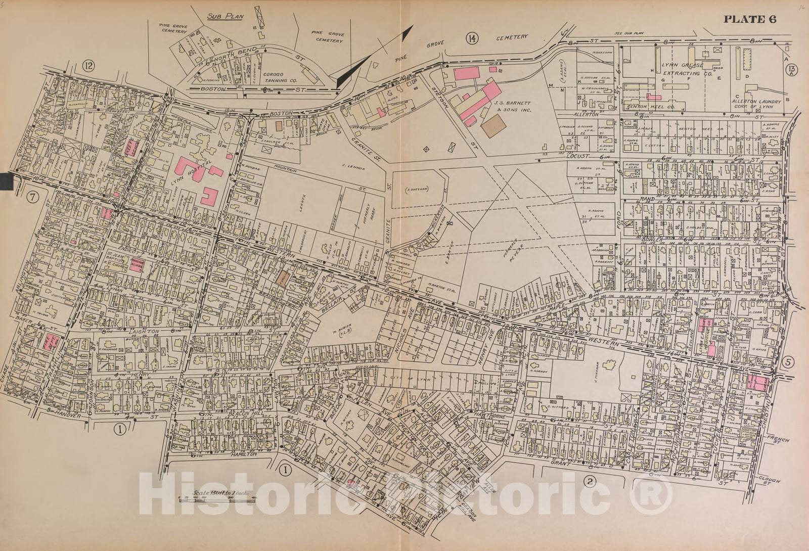 Historic 1897 Map - Atlas of The City of Lynn, Massachusetts - Lynn, Plate 6 - Lynn, 1897