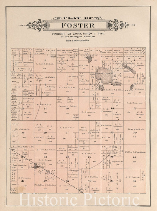 Historic 1903 Map - Plat Book of Ogemaw County, Michigan - Foster 1