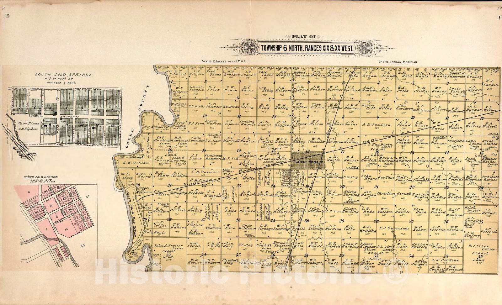 Historic 1913 Map - Plat Book of Kiowa County, Oklahoma - Township 6 North Range XIX and XX West