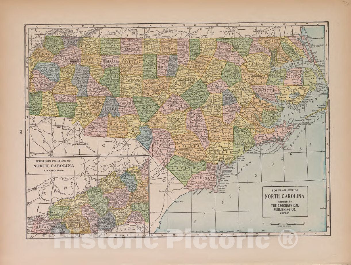 Historic 1927 Map - Atlas of Doniphan County, Kansas - North Carolina - Atlas of Doniphan County and The World