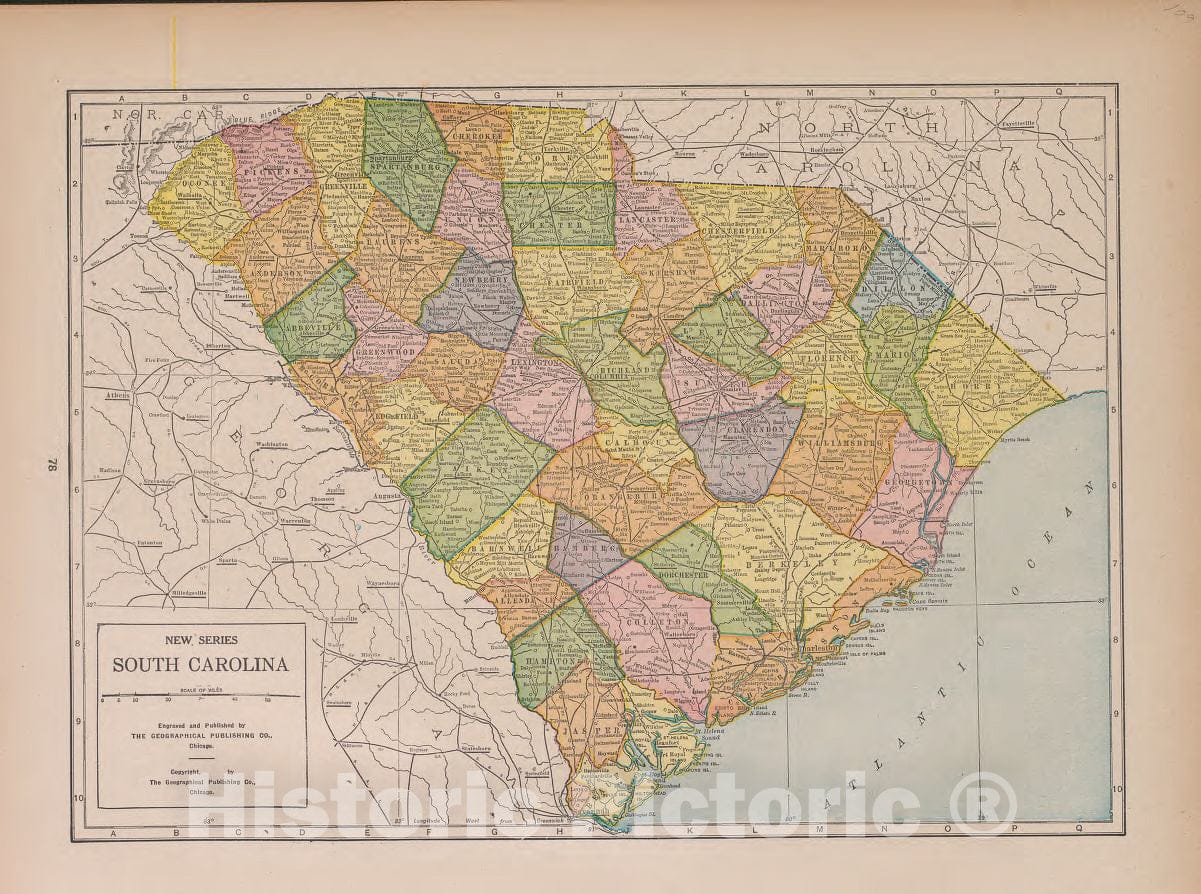 Historic 1927 Map - Atlas of Doniphan County, Kansas - South Carolina - Atlas of Doniphan County and The World
