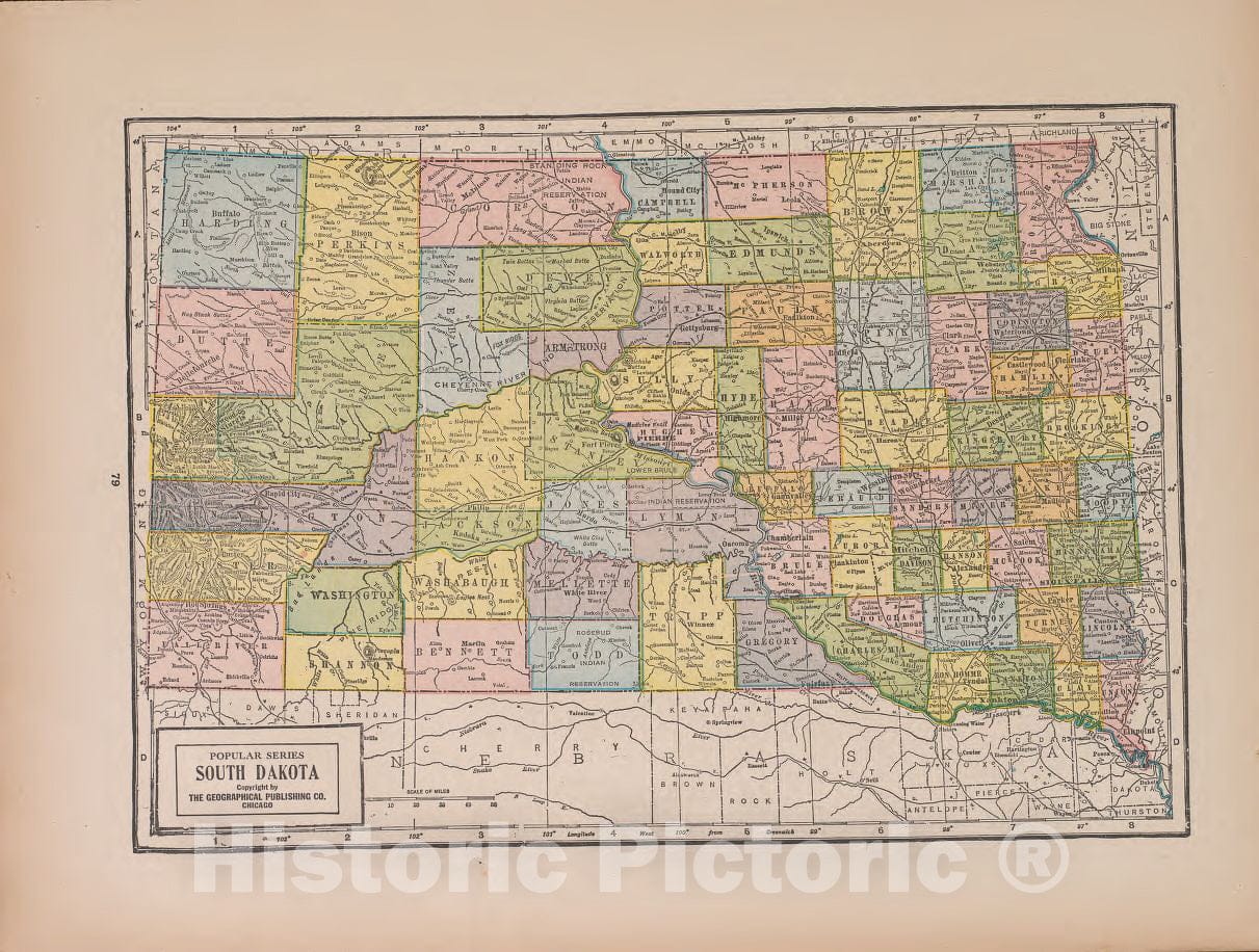 Historic 1927 Map - Atlas of Doniphan County, Kansas - South Dakota - Atlas of Doniphan County and The World