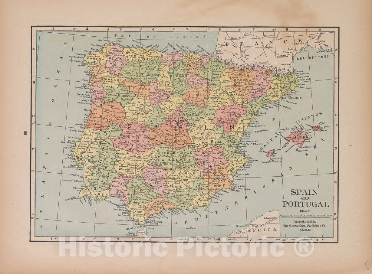 Historic 1927 Map - Atlas of Doniphan County, Kansas - Spain and Portugal - Atlas of Doniphan County and The World