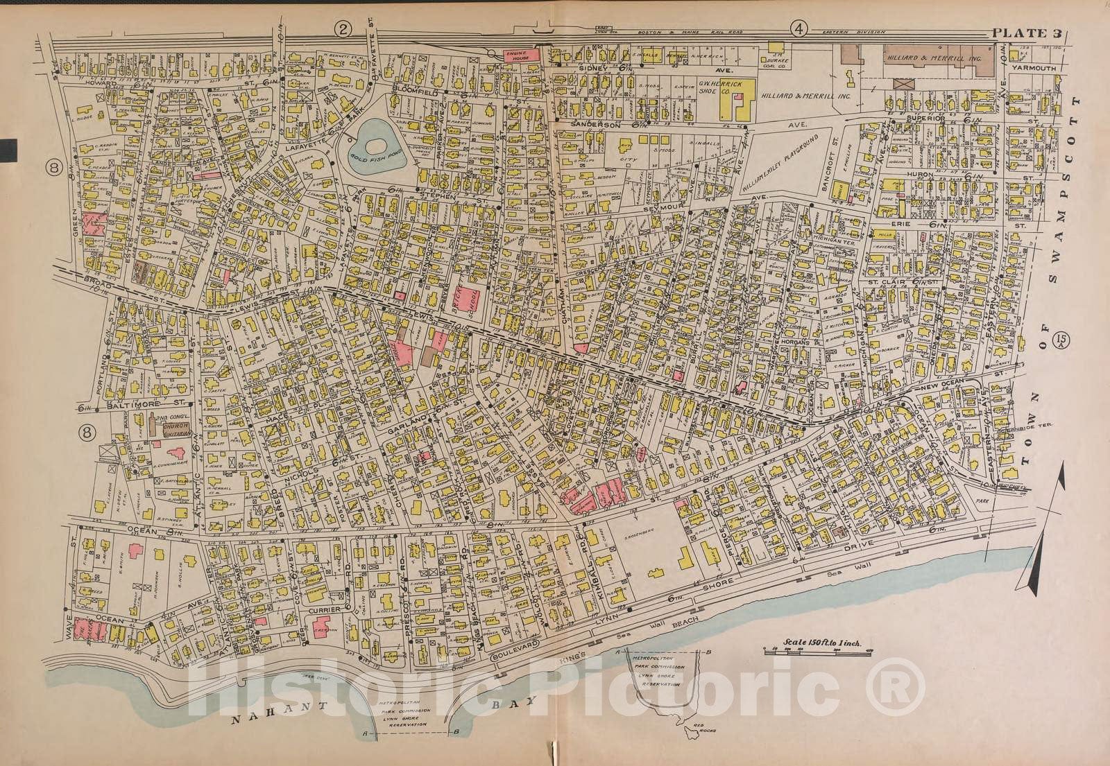 Historic 1897 Map - Atlas of The City of Lynn, Massachusetts - Lynn, Plate 3 - Lynn, 1897