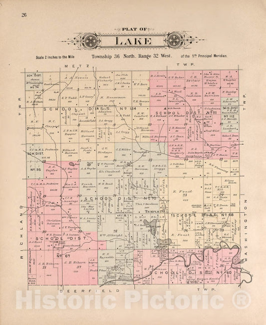 Historic 1903 Map - Plat Book of Vernon County, Missouri - Lake