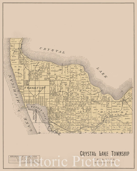 Historic 1901 Map - Atlas of Benzie County, Michigan - Crystal Lake - Atlas, Benzie Co, Michigan 1901