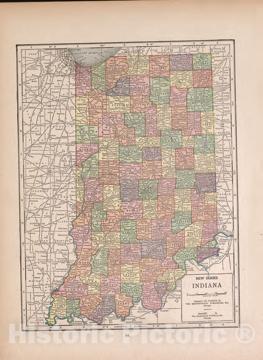 Historic 1927 Map - Atlas of Doniphan County, Kansas - Indiana - Atlas of Doniphan County and The World