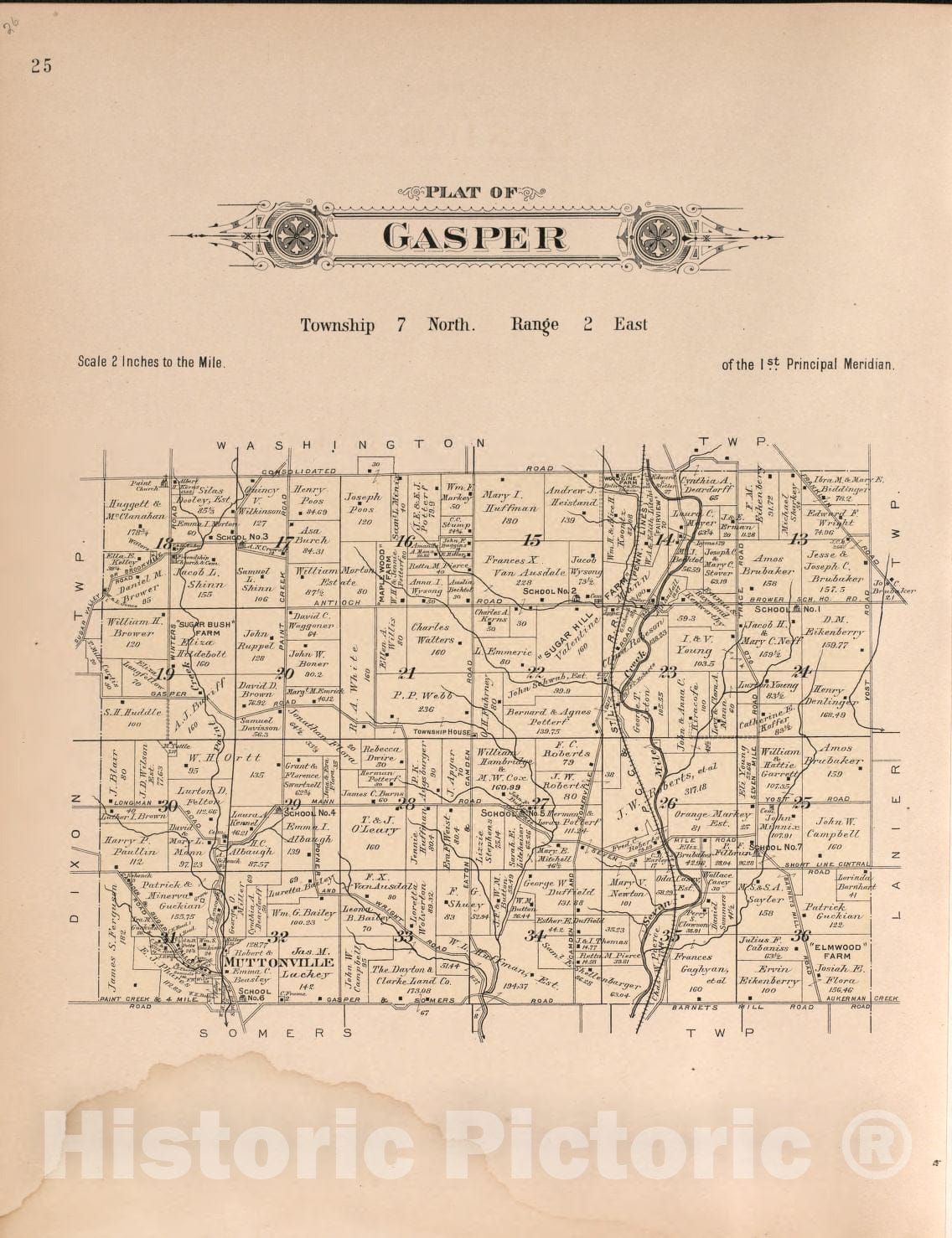 Historic 1912 Map - Plat Book of Preble County, Ohio - Gasper