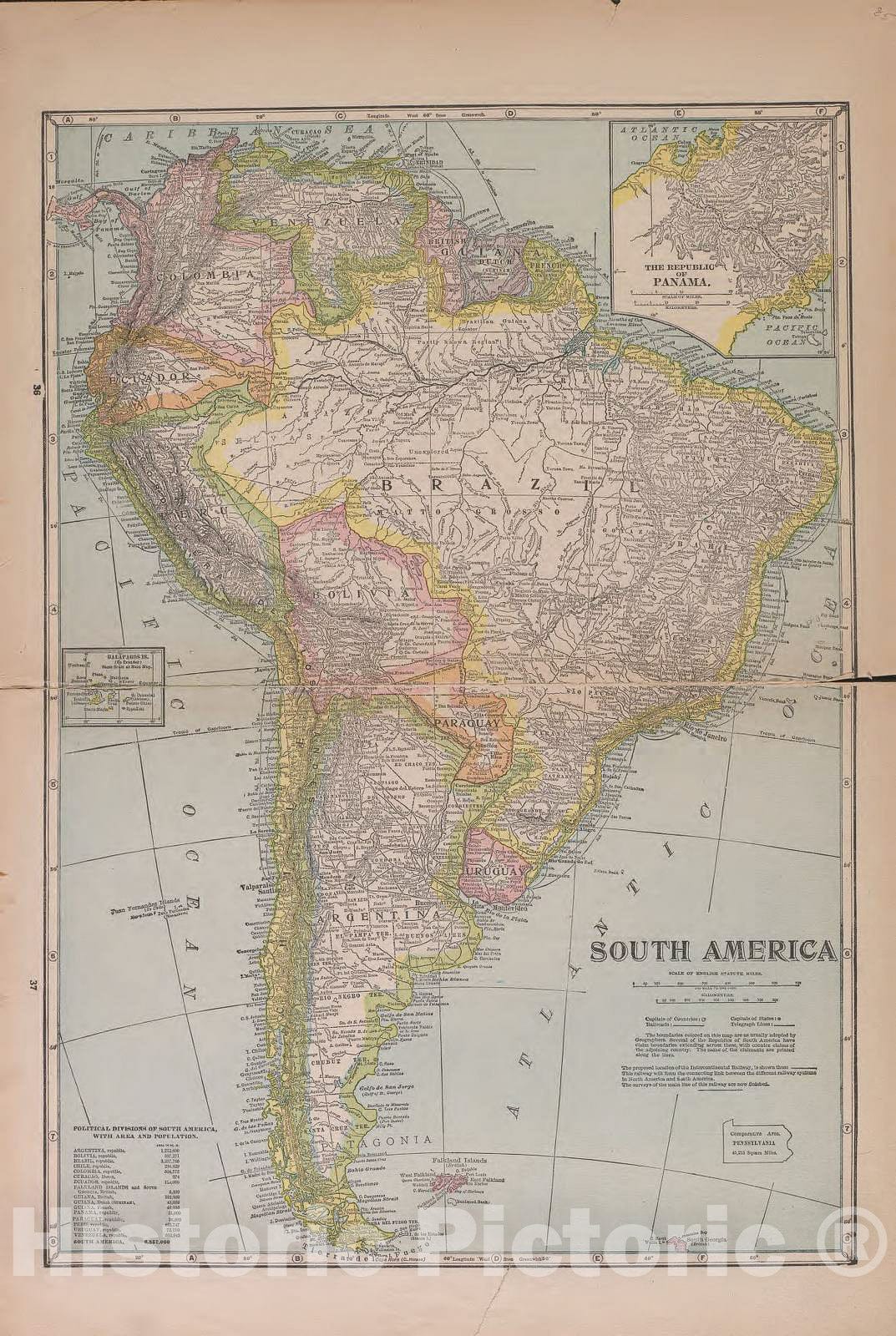 Historic 1921 Map - Atlas of Plymouth County, Iowa - South America - Atlas of Plymouth County and The World