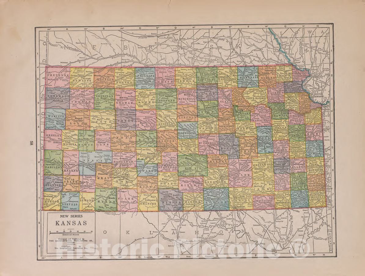 Historic 1921 Map - Atlas of Plymouth County, Iowa - Kansas - Atlas of Plymouth County and The World