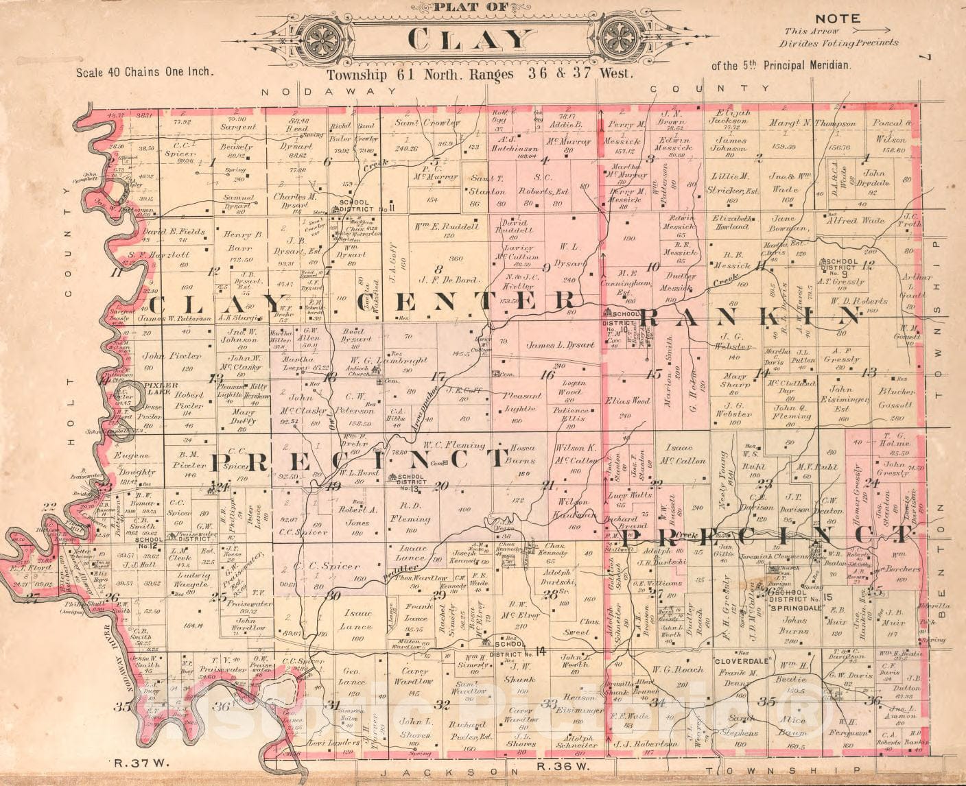 Historic 1909 Map - Plat Book of Andrew County, Missouri - Clay