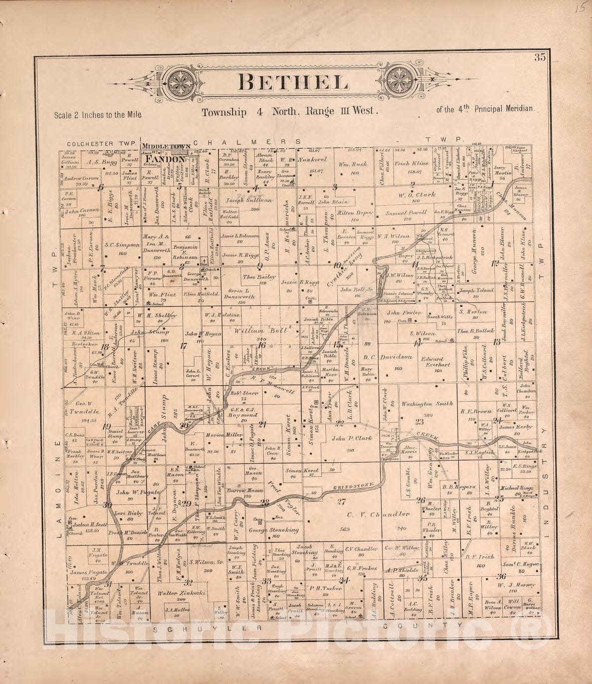 Historic 1893 Map - Plat Book of McDonough County, Illinois - Bethel